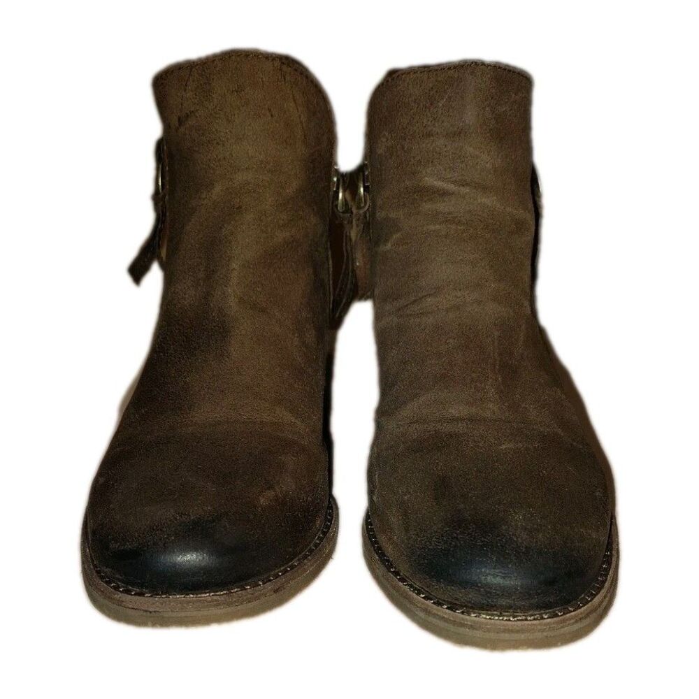 GB Gianni Bini A-Lister Walnut Brown Suede Double Zip Ankle Booties Boots... - Picture 3 of 11
